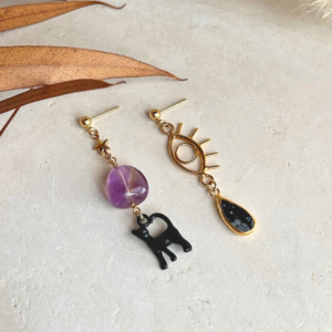 Aretes Corazón Felino